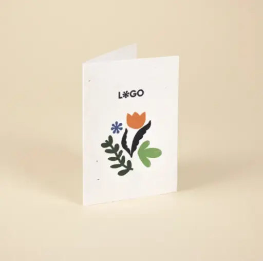 PAPIER À GRAINES : Carte pliante A6. Fermée : 10,5 x 14,8 cm.